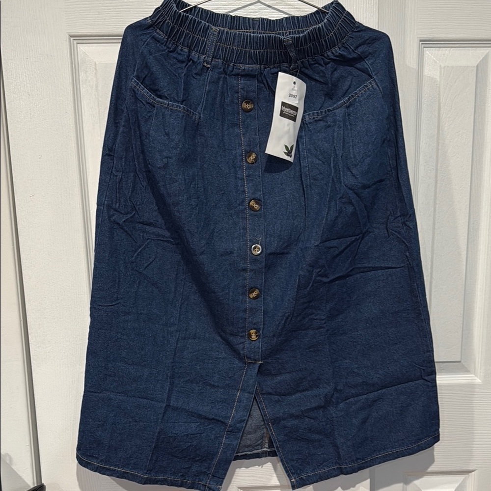 Denim Button-Front Skirt